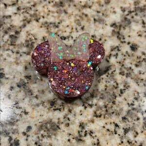 Glittery Rose Gold Minnie Mouse Straw Charm